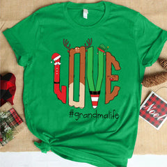 Lofaris Love Grandma Life Antler Christmas Gift T-Shirt