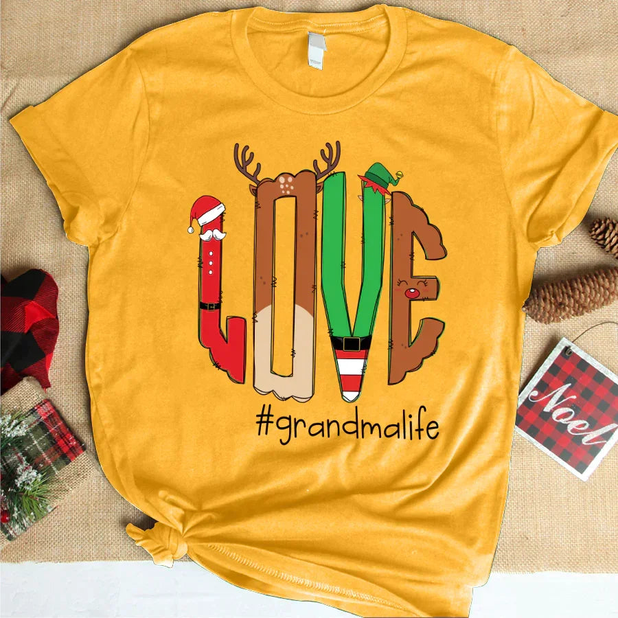 Lofaris Love Grandma Life Antler Christmas Gift T-Shirt