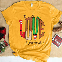 Lofaris Love Grandma Life Antler Christmas Gift T-Shirt