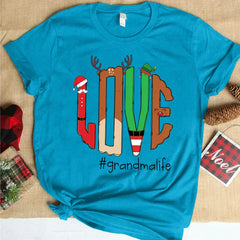 Lofaris Love Grandma Life Antler Christmas Gift T-Shirt