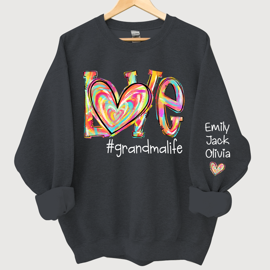 Lofaris Love Grandma Life Color Clipart Custom Sweatshirt