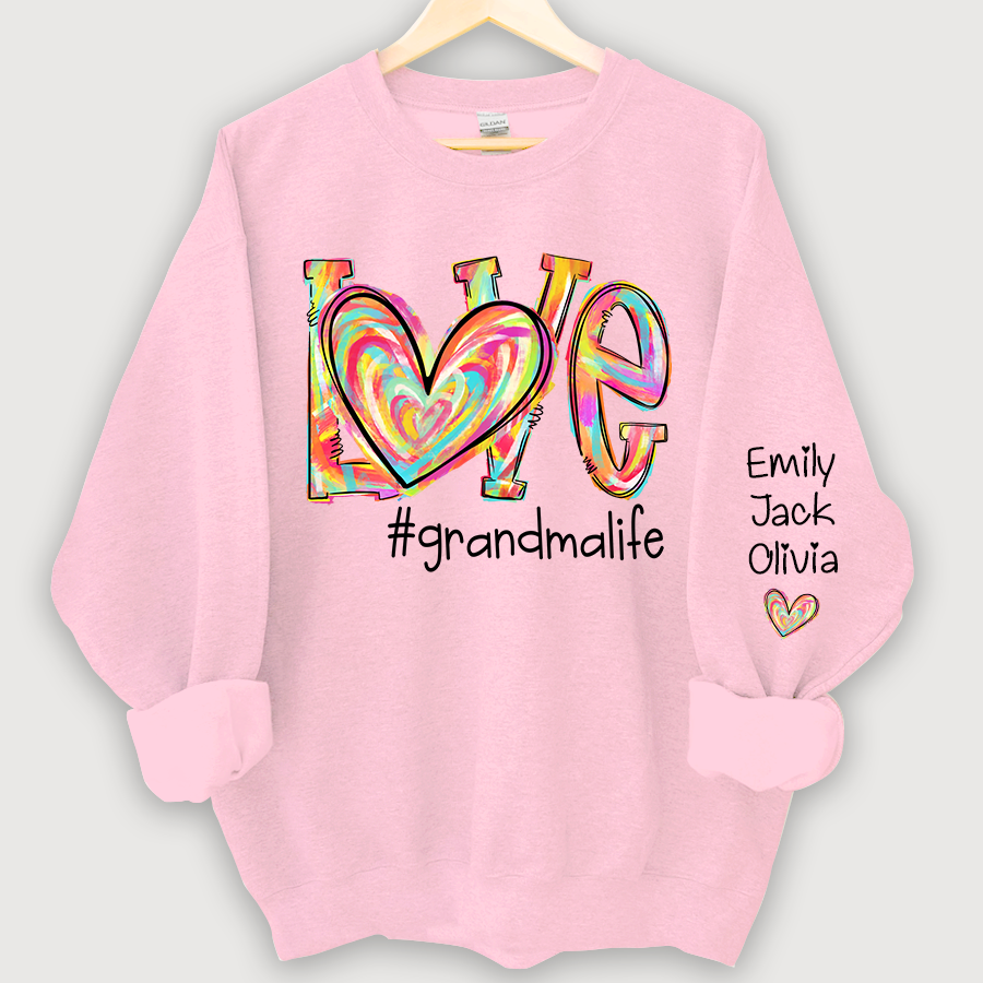 Lofaris Love Grandma Life Color Clipart Custom Sweatshirt