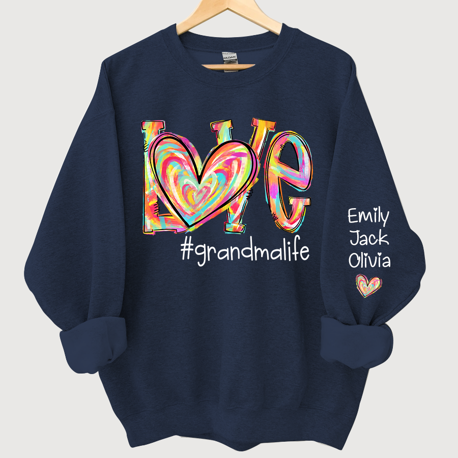 Lofaris Love Grandma Life Color Clipart Custom Sweatshirt