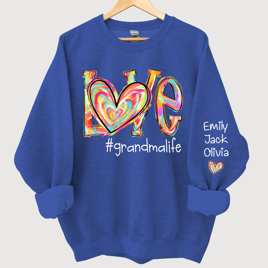 Lofaris Love Grandma Life Color Clipart Custom Sweatshirt