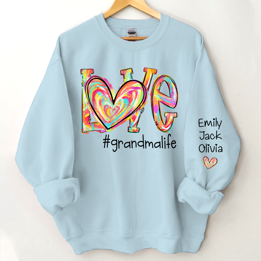 Lofaris Love Grandma Life Color Clipart Custom Sweatshirt