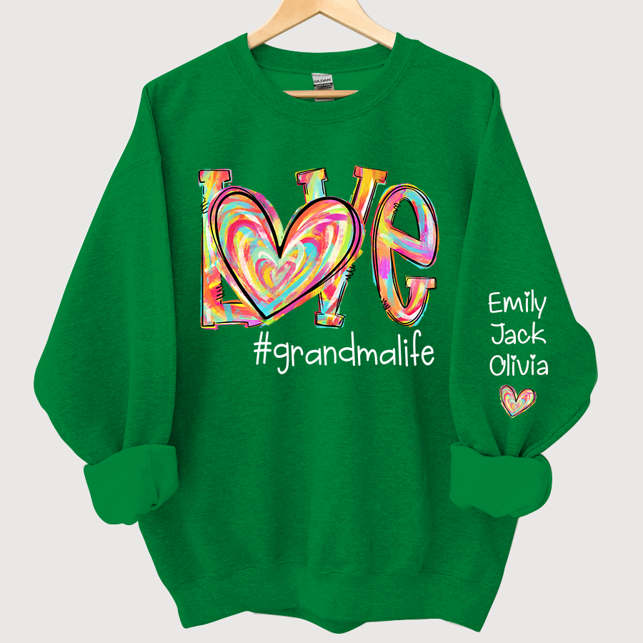 Lofaris Love Grandma Life Color Clipart Custom Sweatshirt