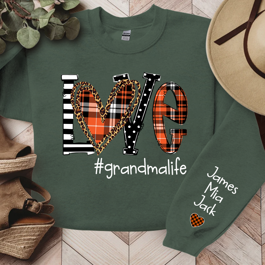 Lofaris Love Grandma Life Fall Autumn Custom Name Sweatshirt