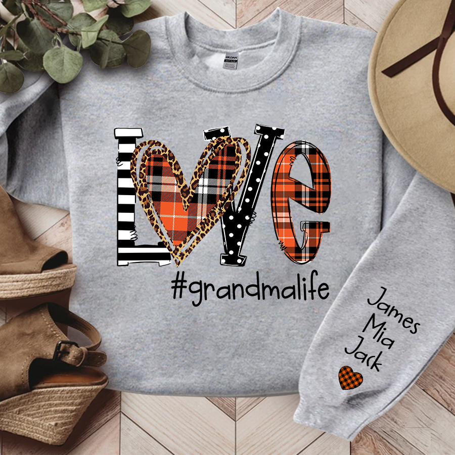 Lofaris Love Grandma Life Fall Autumn Custom Name Sweatshirt