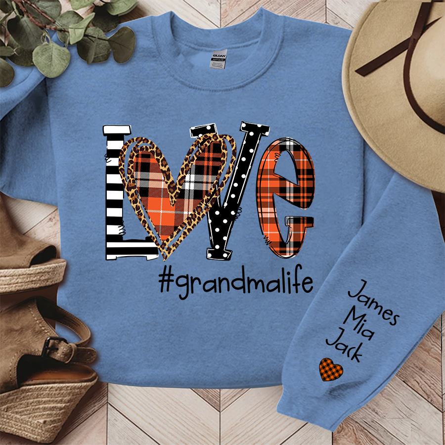 Lofaris Love Grandma Life Fall Autumn Custom Name Sweatshirt