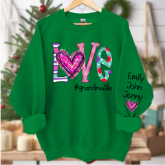 Lofaris Love Grandma Life Heart Grandkids Custom Sweatshirt