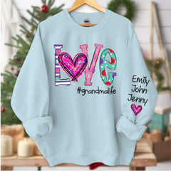 Lofaris Love Grandma Life Heart Grandkids Custom Sweatshirt
