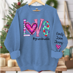 Lofaris Love Grandma Life Heart Grandkids Custom Sweatshirt