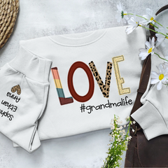 Lofaris Love Grandma Life Leopard Grandkids Custom Sweatshirt