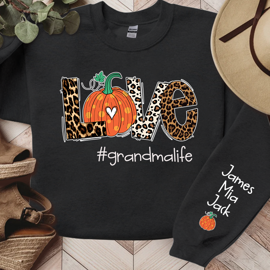 Lofaris Love Grandma Life Leopard Pumpkin Custom Sweatshirt