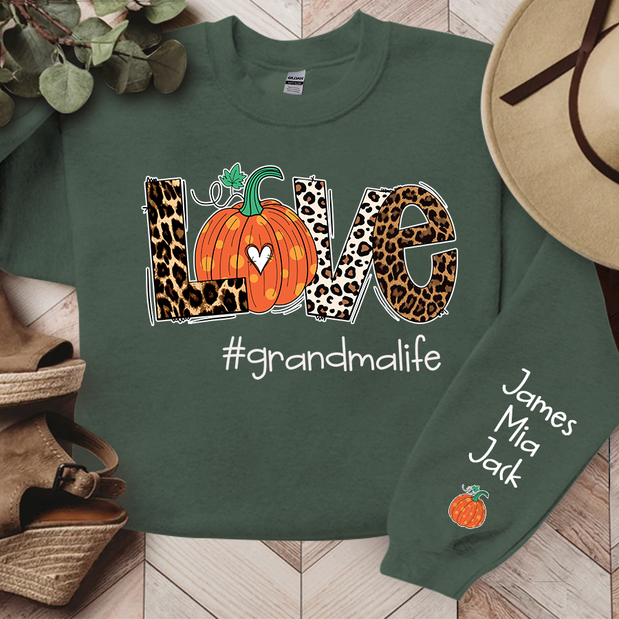 Lofaris Love Grandma Life Leopard Pumpkin Custom Sweatshirt