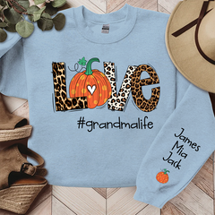 Lofaris Love Grandma Life Leopard Pumpkin Custom Sweatshirt