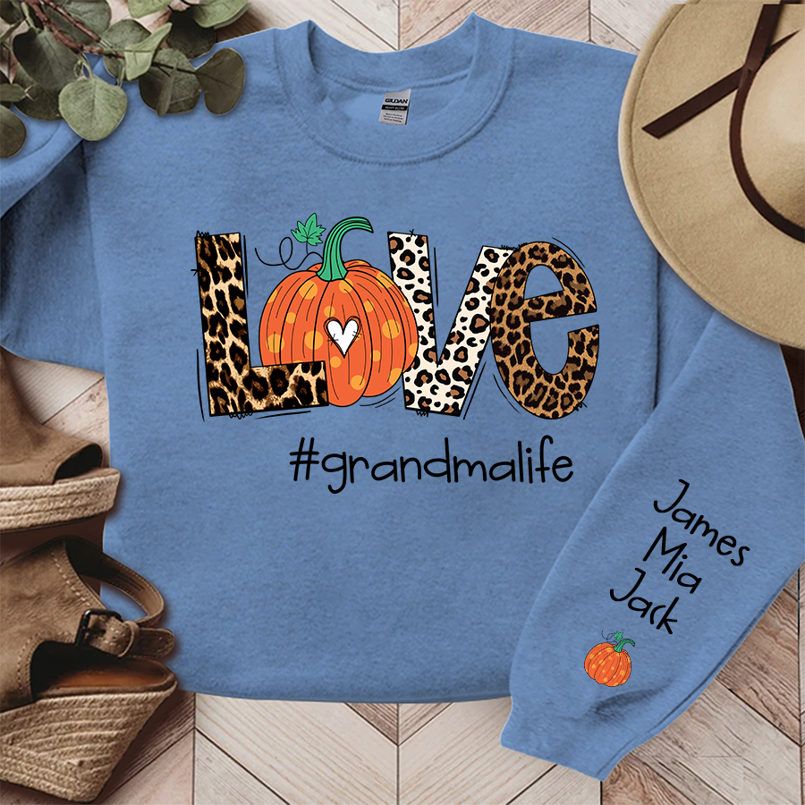 Lofaris Love Grandma Life Leopard Pumpkin Custom Sweatshirt