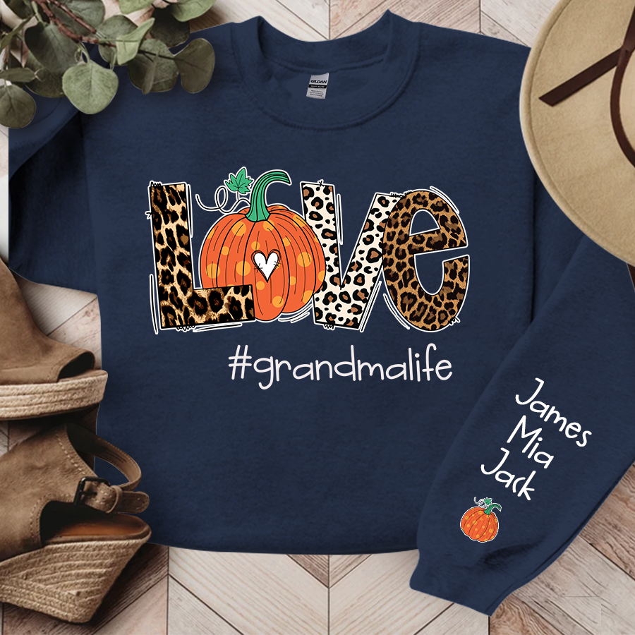 Lofaris Love Grandma Life Leopard Pumpkin Custom Sweatshirt