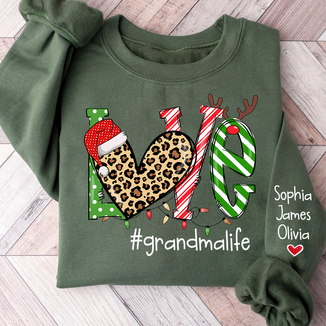 Lofaris Merry Christmas Love grandmalife Sweatshirt with Grandkids