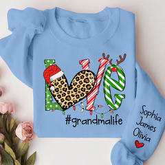 Lofaris Merry Christmas Love grandmalife Sweatshirt with Grandkids