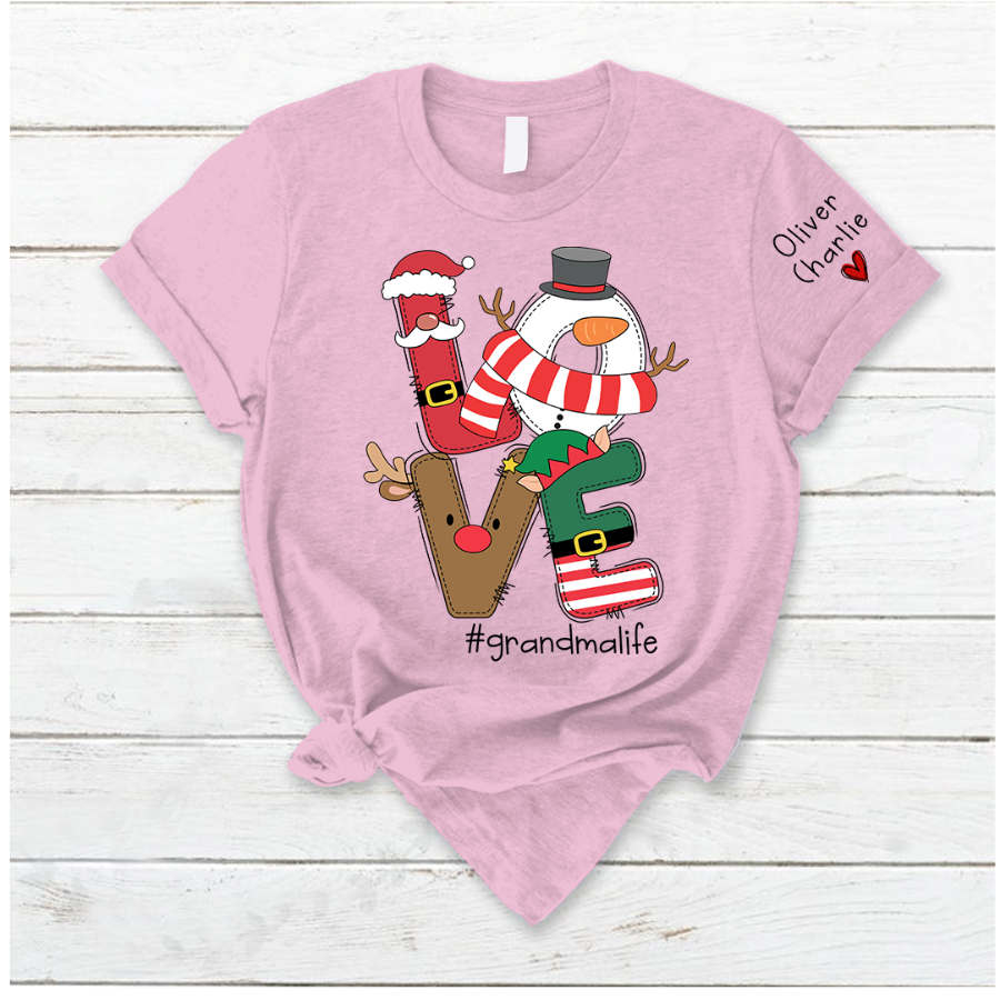 Lofaris Love Grandma Life Personalized Christmas T-Shirt