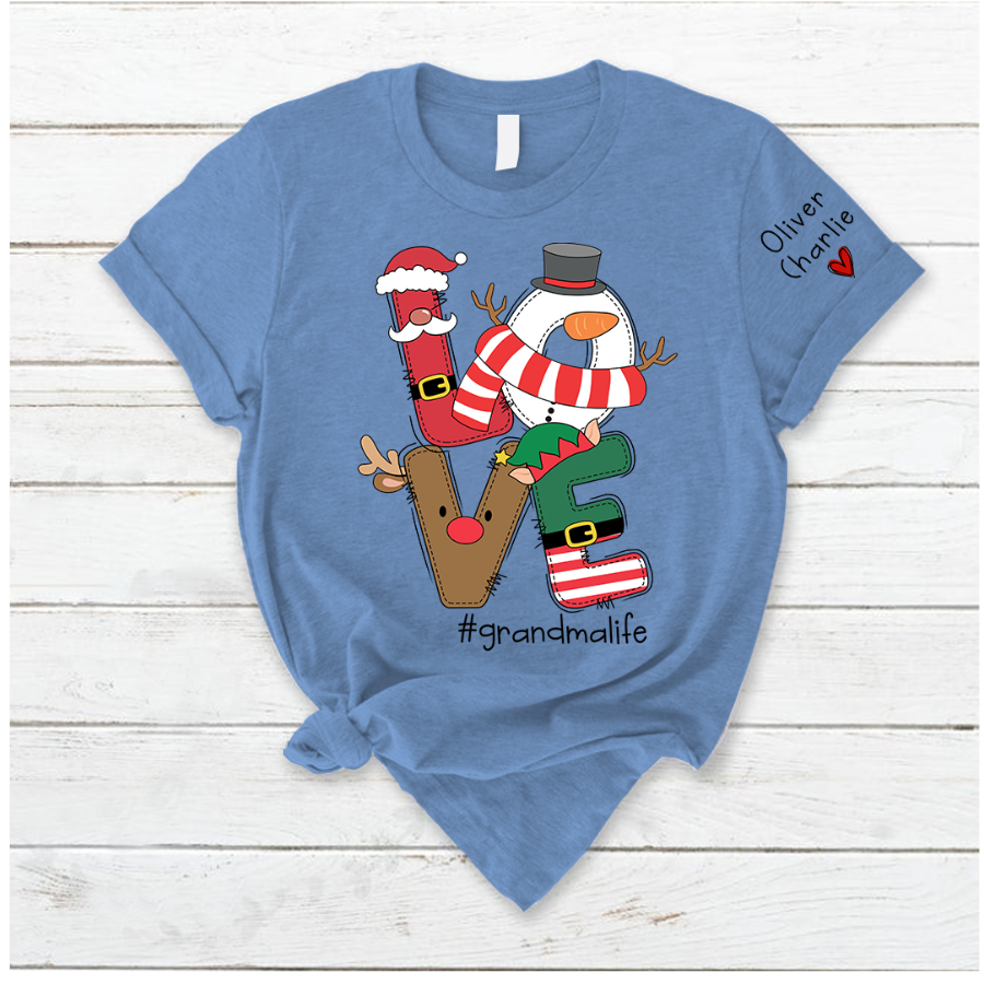 Lofaris Love Grandma Life Personalized Christmas T-Shirt