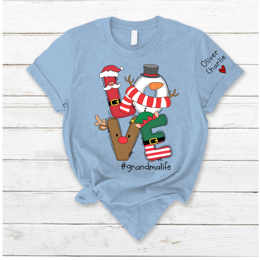 Lofaris Love Grandma Life Personalized Christmas T-Shirt