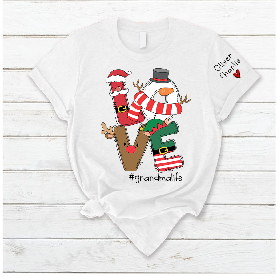 Lofaris Love Grandma Life Personalized Christmas T-Shirt