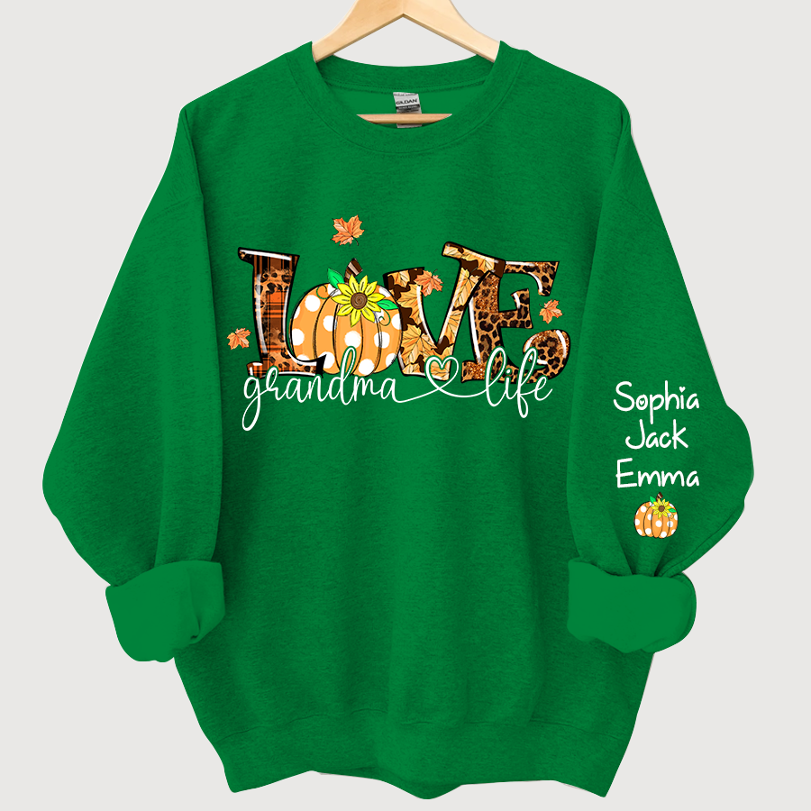 Lofaris Love Grandma Life Pumpkin Autumn Custom Sweatshirt