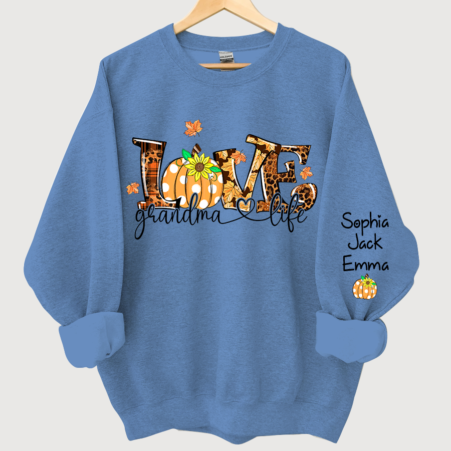 Lofaris Love Grandma Life Pumpkin Autumn Custom Sweatshirt