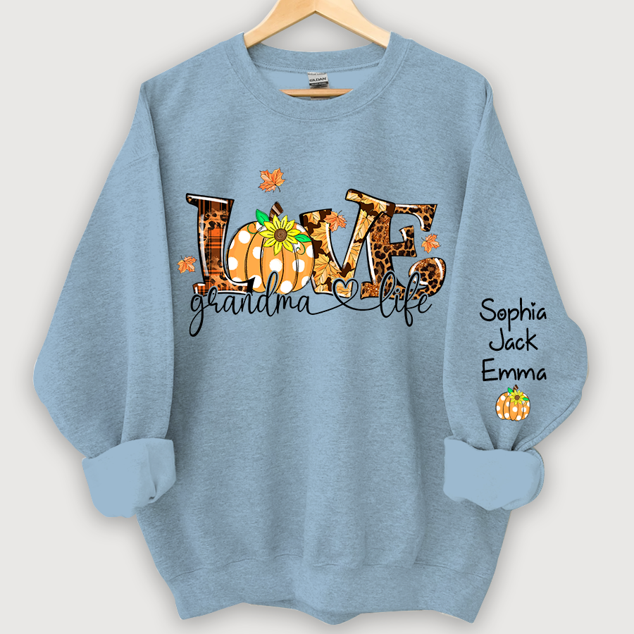 Lofaris Love Grandma Life Pumpkin Autumn Custom Sweatshirt
