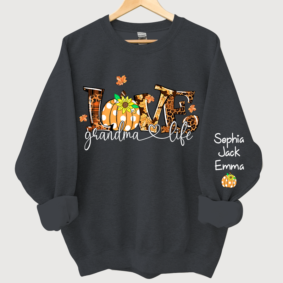 Lofaris Love Grandma Life Pumpkin Autumn Custom Sweatshirt
