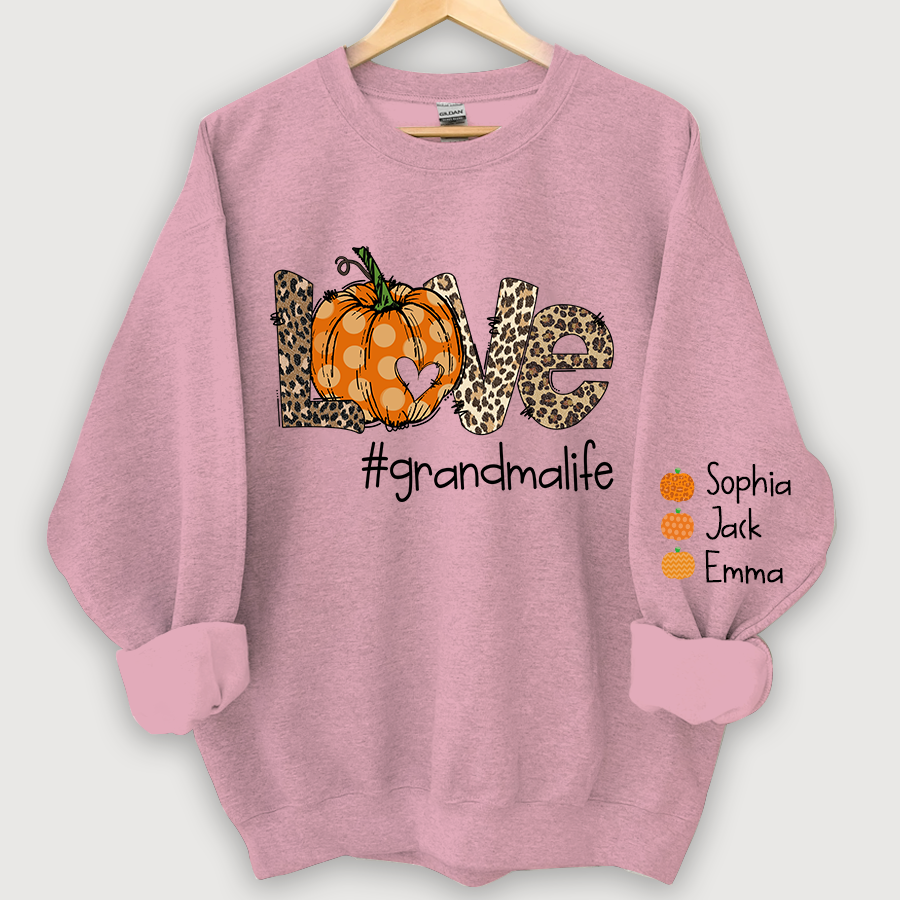 Lofaris Love Grandma Life Pumpkin Leopard Custom Sweatshirt