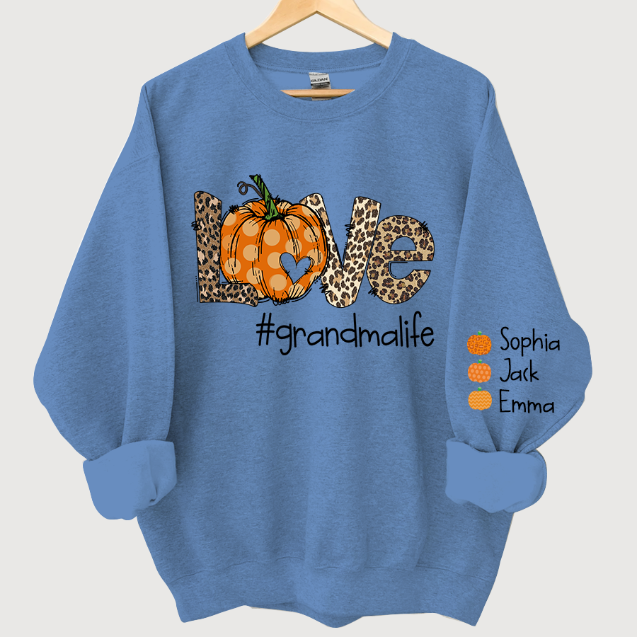 Lofaris Love Grandma Life Pumpkin Leopard Custom Sweatshirt