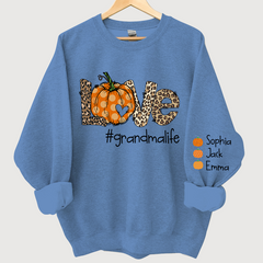 Lofaris Love Grandma Life Pumpkin Leopard Custom Sweatshirt