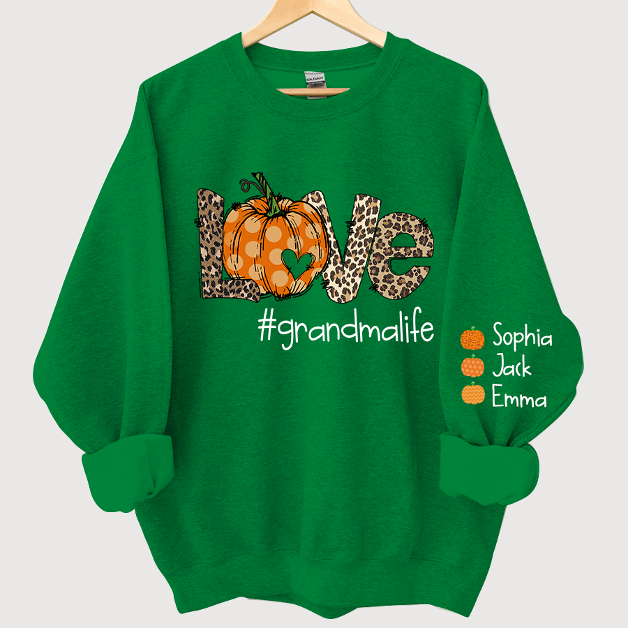 Lofaris Love Grandma Life Pumpkin Leopard Custom Sweatshirt