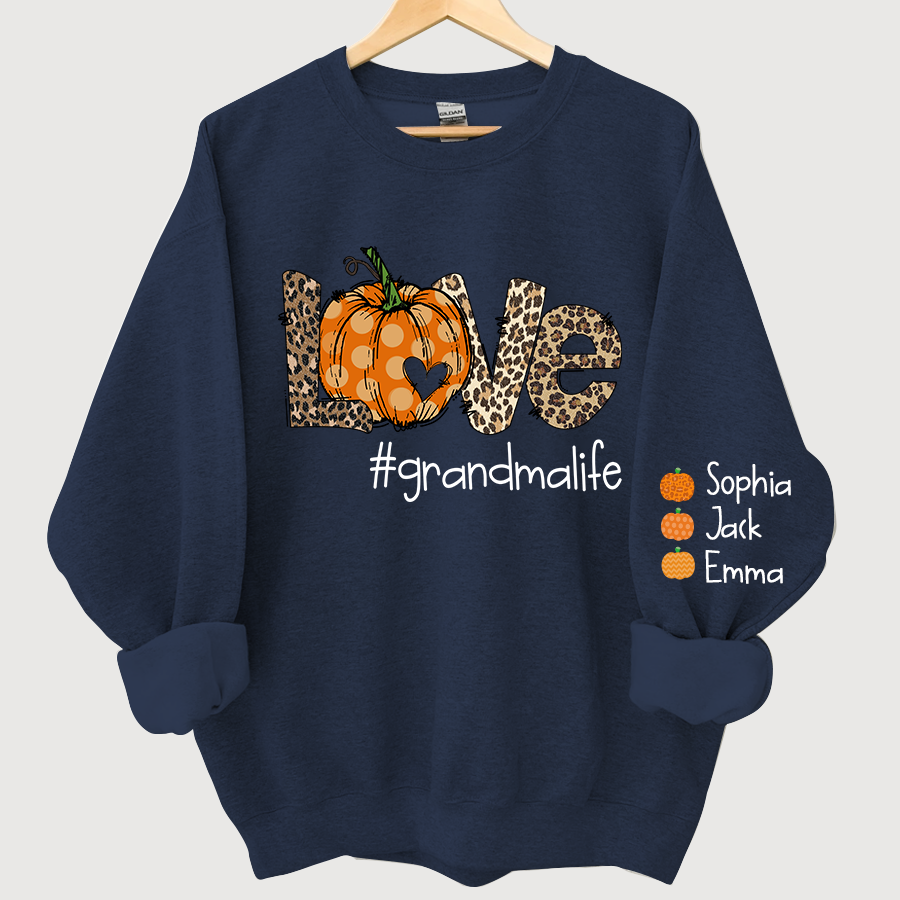 Lofaris Love Grandma Life Pumpkin Leopard Custom Sweatshirt