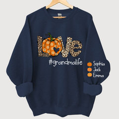 Lofaris Love Grandma Life Pumpkin Leopard Custom Sweatshirt