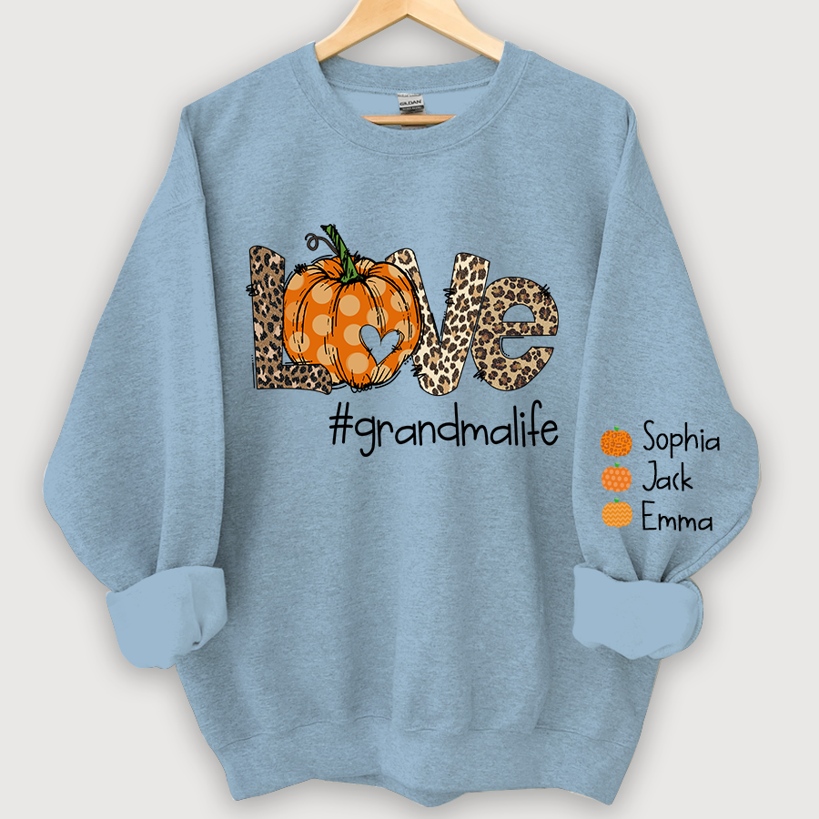 Lofaris Love Grandma Life Pumpkin Leopard Custom Sweatshirt