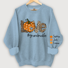 Lofaris Love Grandma Life Pumpkin Leopard Custom Sweatshirt