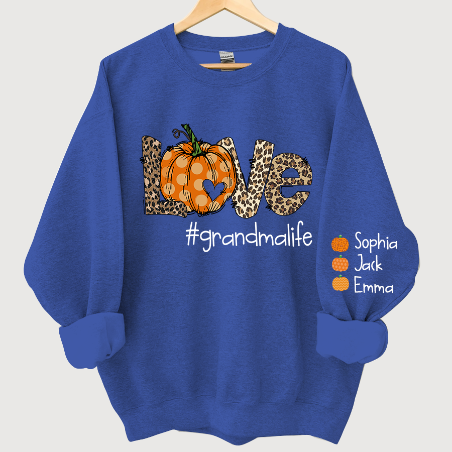 Lofaris Love Grandma Life Pumpkin Leopard Custom Sweatshirt