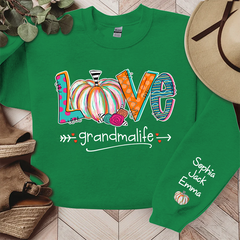 Lofaris Love Grandma Life Pumpkins Custom Name Sweatshirt