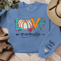 Lofaris Love Grandma Life Pumpkins Custom Name Sweatshirt
