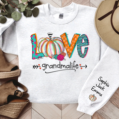 Lofaris Love Grandma Life Pumpkins Custom Name Sweatshirt