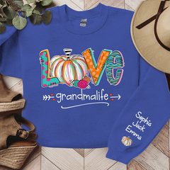Lofaris Love Grandma Life Pumpkins Custom Name Sweatshirt