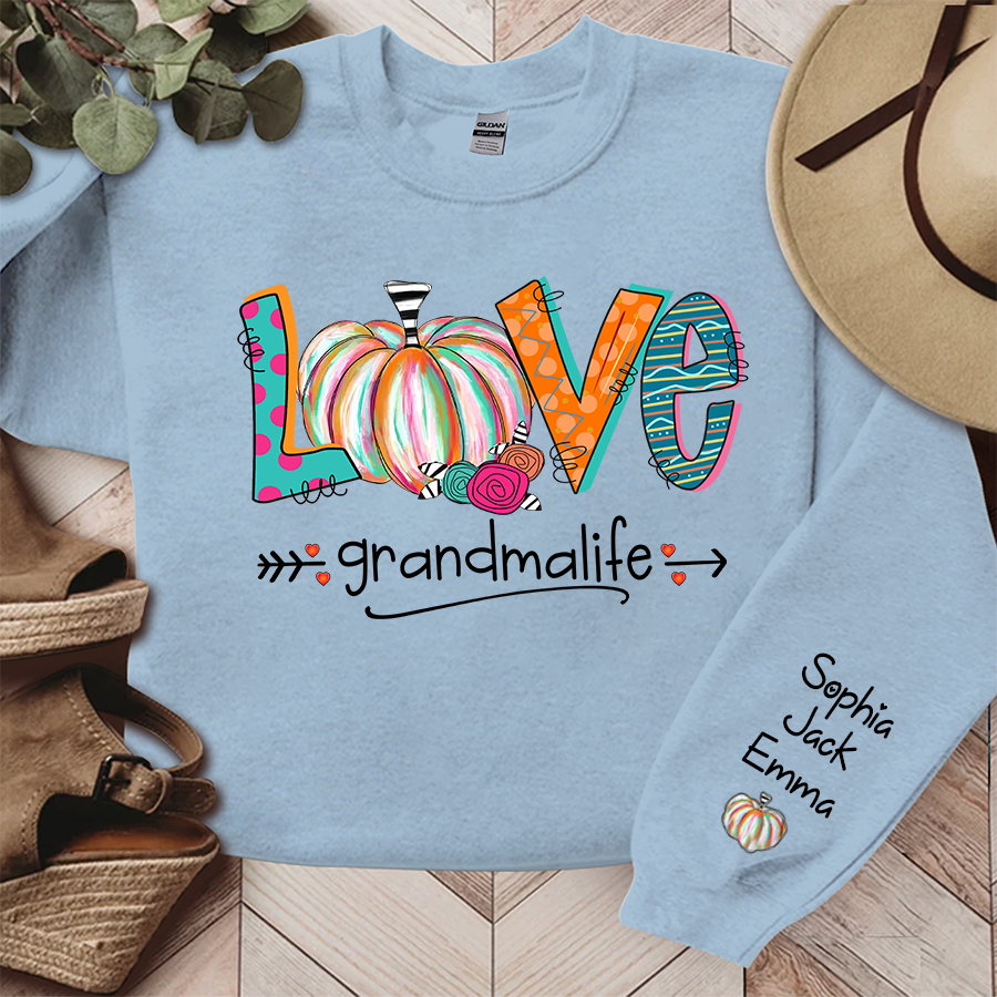 Lofaris Love Grandma Life Pumpkins Custom Name Sweatshirt