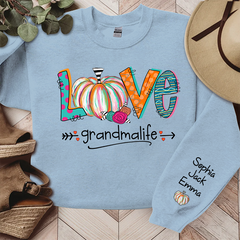 Lofaris Love Grandma Life Pumpkins Custom Name Sweatshirt