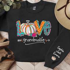 Lofaris Love Grandma Life Pumpkins Custom Name Sweatshirt