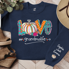 Lofaris Love Grandma Life Pumpkins Custom Name Sweatshirt