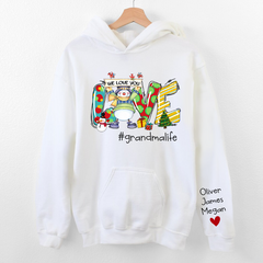 Lofaris Love Grandma Life Xmas Snowman Custom Name Hoodie